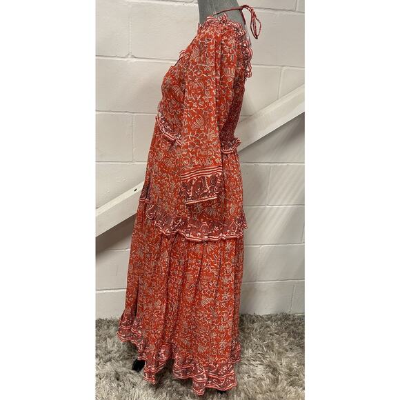 CLEOBELLA Celia Midi Organic Cotton Dress Fan Block Print Woman’s Size M NEW NWT - Picture 7 of 16